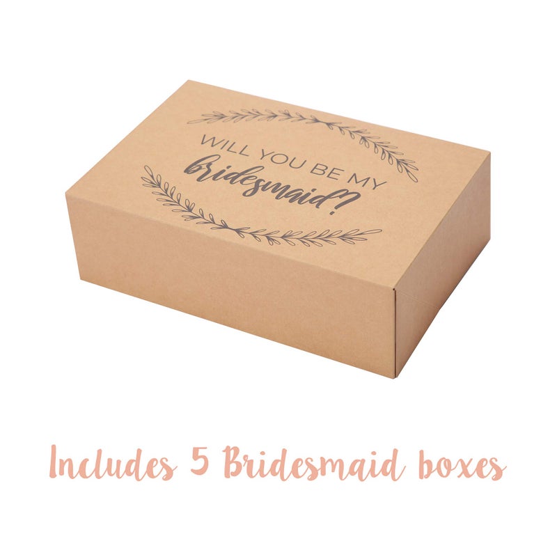 Pop Fizz Designs Bridesmaid Proposal Box Set I 6 Pack I 1 Maid of Honor Proposal Box and 5 Will You be My Bridesmaid Boxes I Kraft Bridesmaid Boxes for Bridesmaid Gifts - Image 4